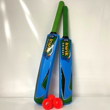 Cricket Bat & Ball Set  - Plastic Quick Cricket Mini Junior pack 2 Bats  3 Balls