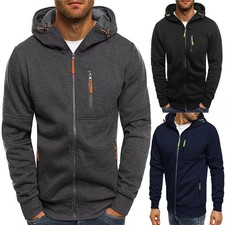 Mens Hoodie Fleece Warm Hooded Jacket Coat Sweatshirt Winter Work Zip Up Jumper