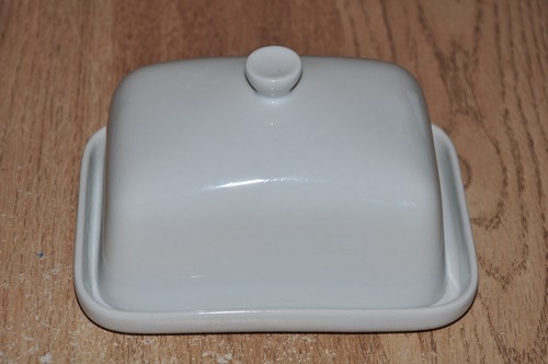 White ceramic butter dish with - white,