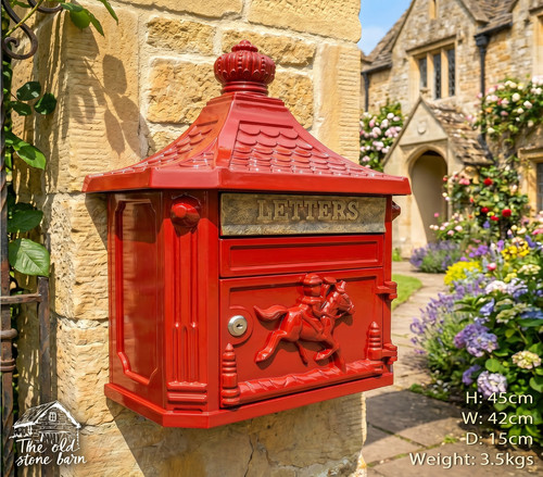 Post box red wall traditional - post,