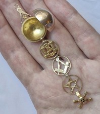 Rare Antique 9ct Gold Masonic Masons Folding Orb Pendant 
