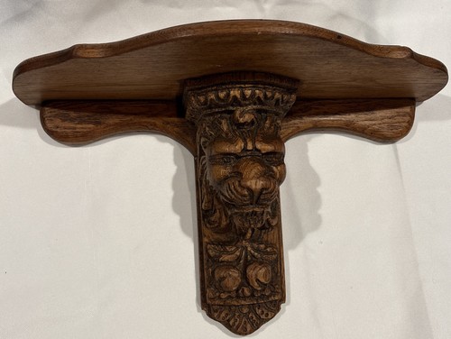 Antique carved oak lion - oak, head