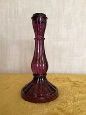 Vintage Purple Column Shape Glass Candlestick 