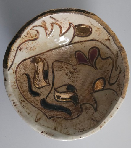Vintage handmade ceramic plate - ceramic,