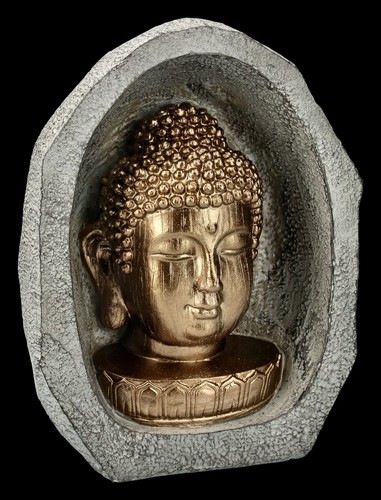 Golden buddha head stone - golden, in