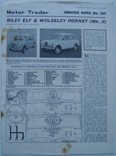 Riley elf wolseley hornet mk - &,