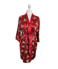 C&A Yessica size medium satin dressing gown teddy print vintage vtg robe