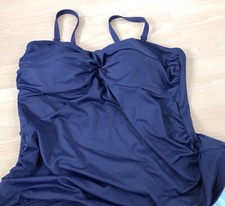 NEW M&S Navy tummy control padded bandeau multiway strapless tankini top Size 8