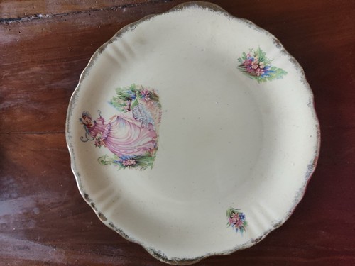 Vintage english creamware cake - vintage,