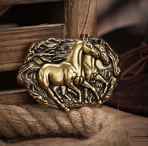 Brass running horses - brass,