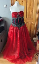 Red and Black Gothic Wedding Dress Or Prom Dress Size 8/10