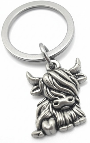 Highland cow sliver keyring - cow,