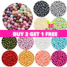 200 Faux Pearl Beads Round