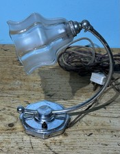KJS326 Art Deco Chrome Desk Light Table Lamp with Original Glad Tulip Shade