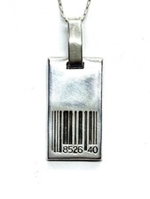 Sterling Silver TS Tianguis Jackson Ingot Pendant With Bar Code Necklace 16.1 gr