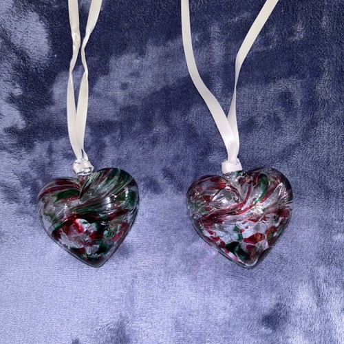 Pair hand blown art glass - pair,