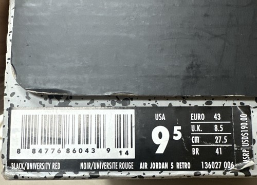 Size jordan 5 retro - size, 9-1/2