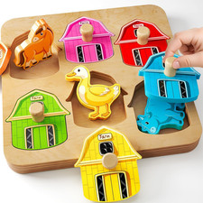 Farm Animal Peg Puzzles Wooden