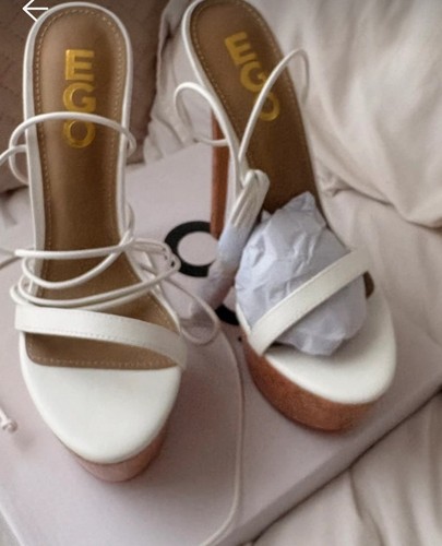 Ego white strappy - white, platform