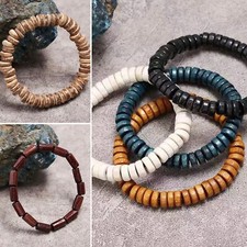 African Tribal Natural Wood Elastic Yoga Fashion Bead Bracelet- 8 Options