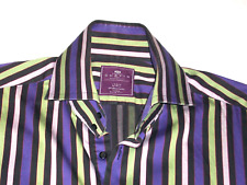 Hawes & Curtis York Slim Fit Long Sleeved Shirt Purple/Green/Multi Stripe Size L