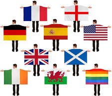 WEARABLE FLAG CAPE COSTUME 5X3FT FOOTBALL RUGBY SUPPORTER FANCY LOT