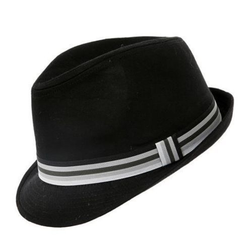 Black cotton trilby hat - cotton, 5
