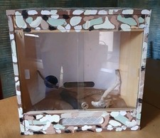 Vivarium Reptile House Camo Painted Glass Slide Doors W46cmx H46cm X D32cm
