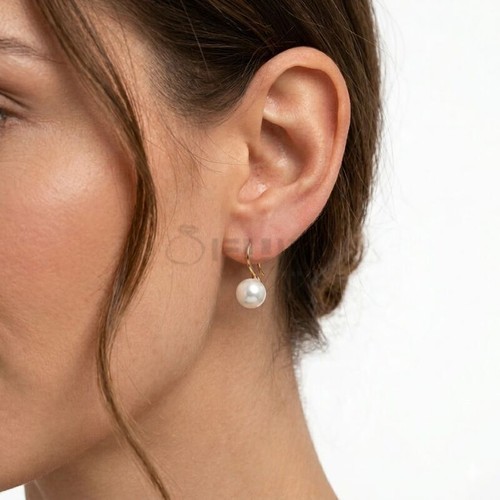 18ct gold round pearl earrings - round,