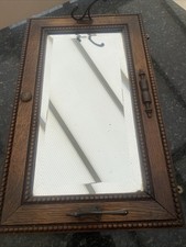 Antique Oak Wall Mirror With Coat Hooks