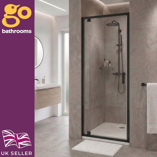 Black pivot shower door - shower,