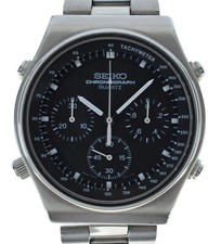 Rare Men's Vintage Seiko 39mm Black Dial Chronograph Quartz Watch Ref 7A28-701A!