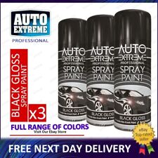 3x Auto Black Gloss Spray Paint Aerosol Can for Van Car Bike Plastic Metal 400ml