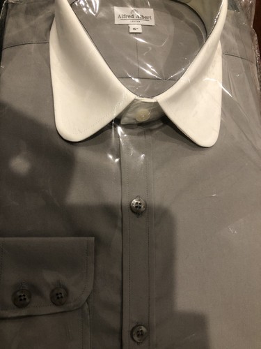 Grey round collared shirt - collared,