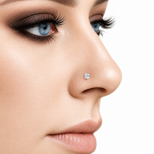 White gold nose - gold, stud