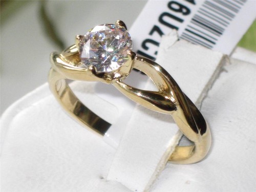 Ladies solitaire gold ring - , cz