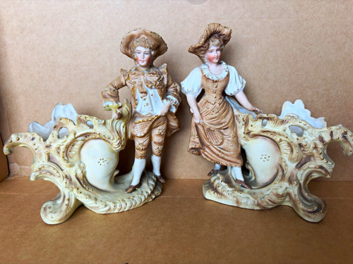 Pair antique german bisque - of,