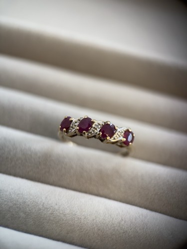 Ruby diamond 9ct - yellow, gold