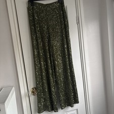 Green wide leg sequin 12