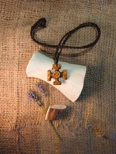 Hand-Carved Cow Bone Celtic Cross Pendant: Antler Texture, Norse Amulet