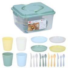 21Pcs Plastic Plates Cups