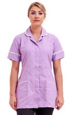 LILAC Ladies Collared Tunic Zipper Closure Healthcare Uniform Size 8 to 26