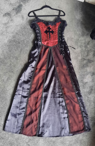 Raven gothic corset long - , satin