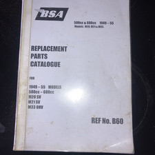BSA M20 M21 M33 Replacement Parts Catalogue Parts Book
