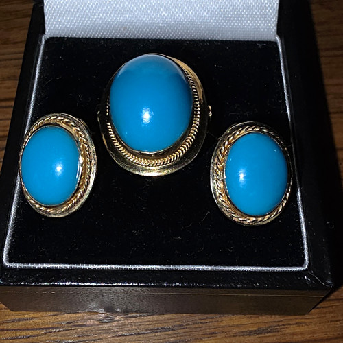 14ct yellow gold oval - oval, blue