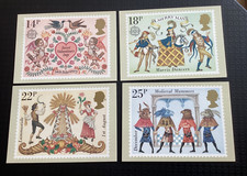 Set 4 PHQ British Folklore Valentine’s Day Morris Dancers Etc Stamped 14Feb 1981