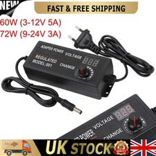 Adjustable DC Power Supply Adapter Charger Variable Voltage 3-12V/9-24V 60W/72W