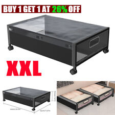 XL Under Bed Sofa Storage Box with Rolling Wheels Underbed Containers with Lid