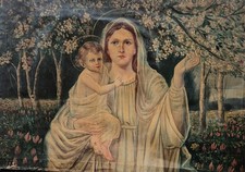 Jesus & St Mary Among the Flowers. 1910 (?) stylish oil on canvas 117 X 80 cm