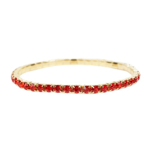 Gold tone red rhinestone - red,